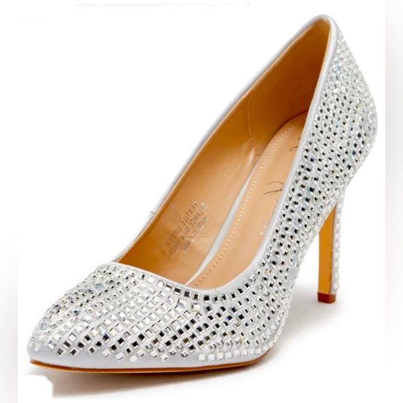 LAURENT- RHINESTONE ROSE POINTED HEELS - BLUE main image 1